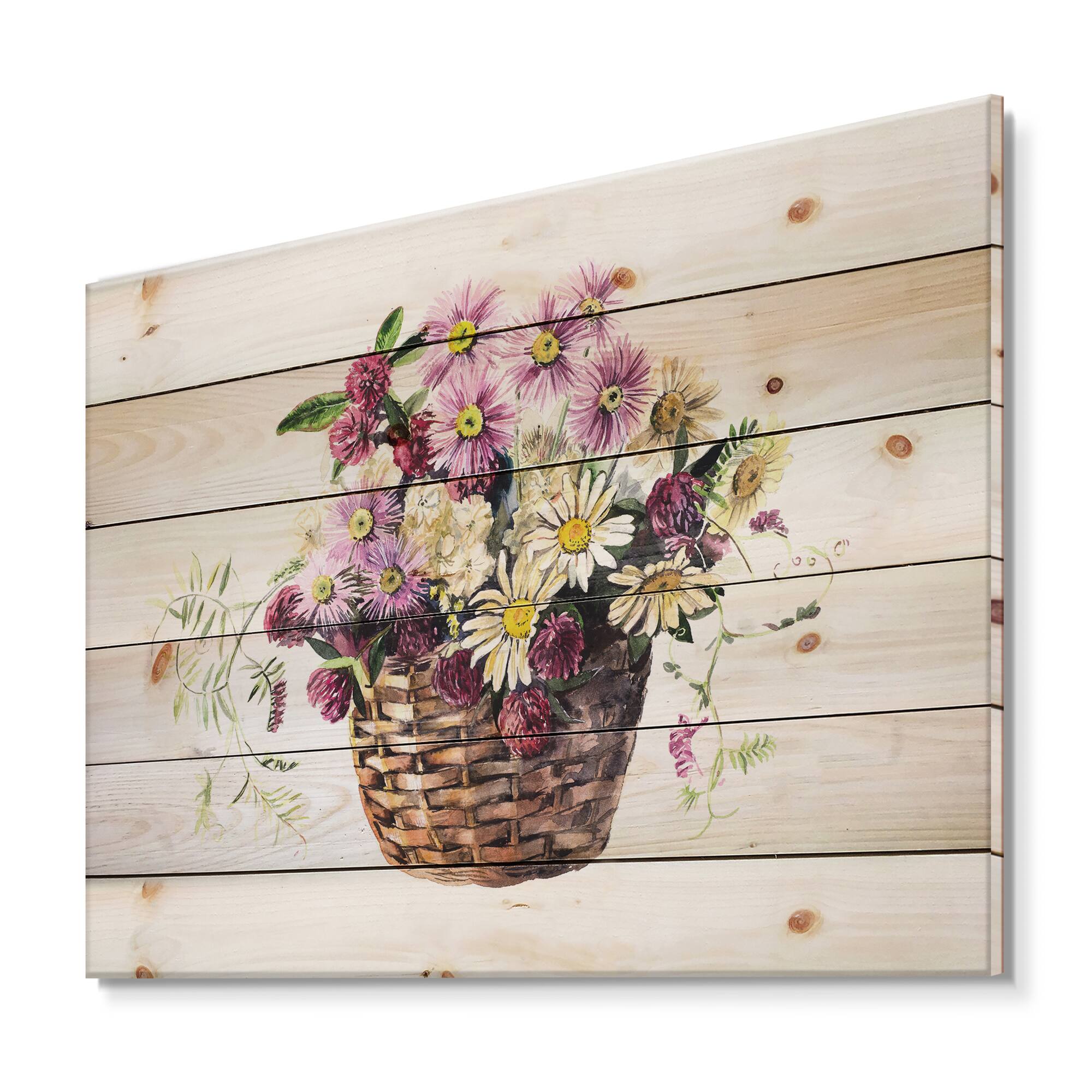 Designart - Bouquet From Meadow Flowers In The Basket
